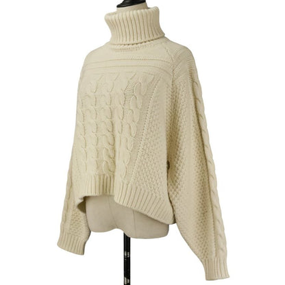 Celine Cashmere Blend Wool Chunky Cable Knit Sweater M Ivory