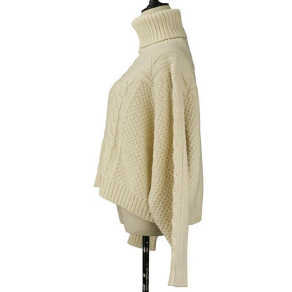 Celine Cashmere Blend Wool Chunky Cable Knit Sweater M Ivory
