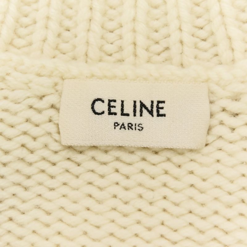 Celine Cashmere Blend Wool Chunky Cable Knit Sweater M Ivory