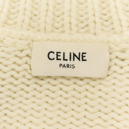 Celine Cashmere Blend Wool Chunky Cable Knit Sweater M Ivory