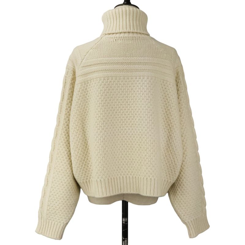 Celine Cashmere Blend Wool Chunky Cable Knit Sweater M Ivory