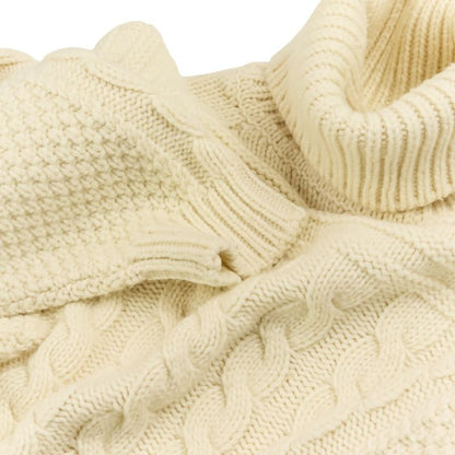 Celine Cashmere Blend Wool Chunky Cable Knit Sweater M Ivory
