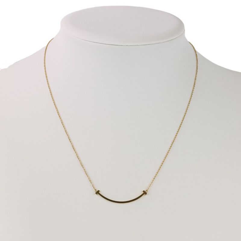Tiffany & Co T Smile Small Necklace 750 18k Yellow Gold