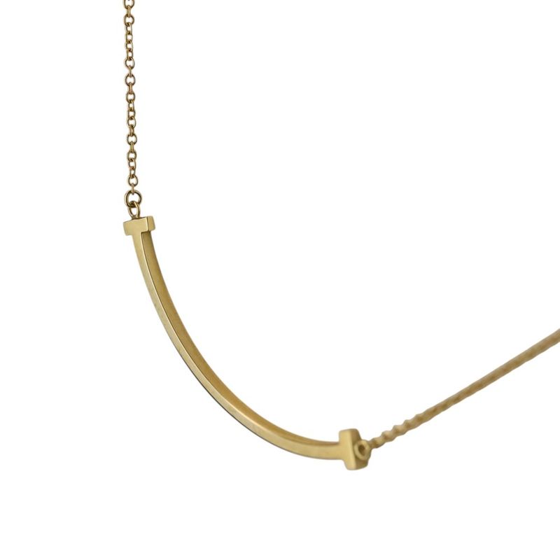 Tiffany & Co T Smile Small Necklace 750 18k Yellow Gold
