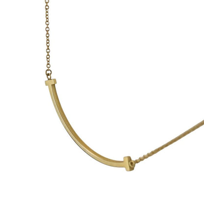 Tiffany & Co T Smile Small Necklace 750 18k Yellow Gold