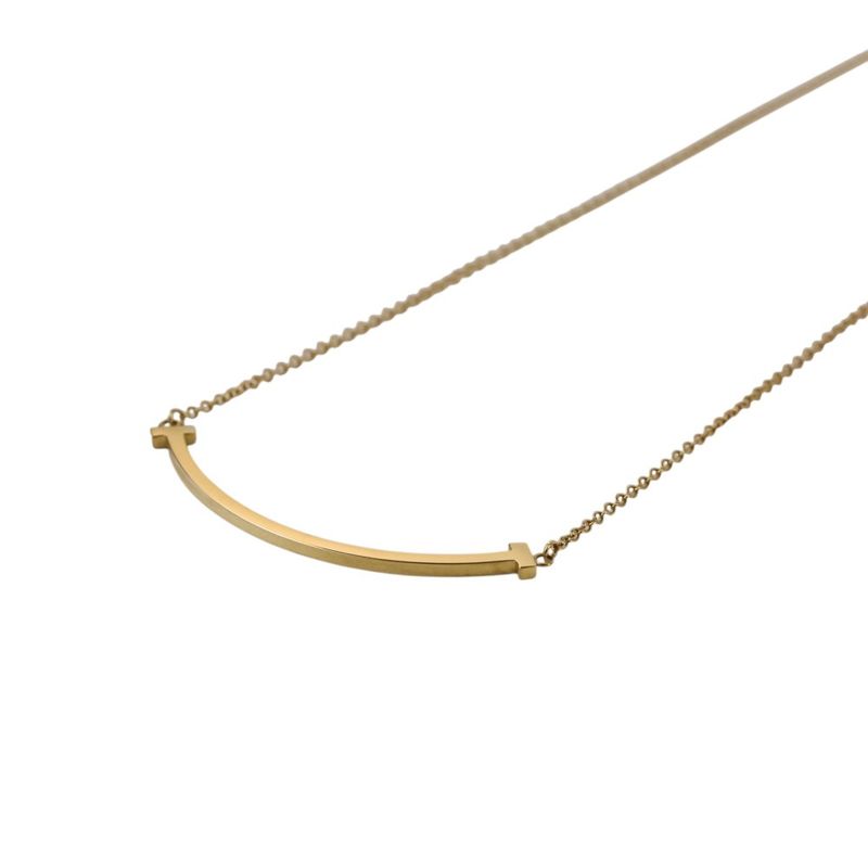Tiffany & Co T Smile Small Necklace 750 18k Yellow Gold