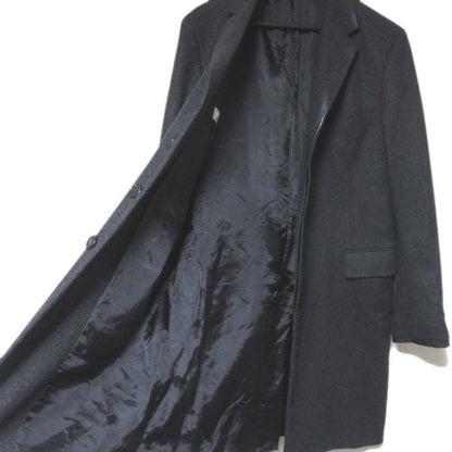 Hermes Phantom Technique Leather Trim Wool Chesterfield Coat 50 Charcoal Grey