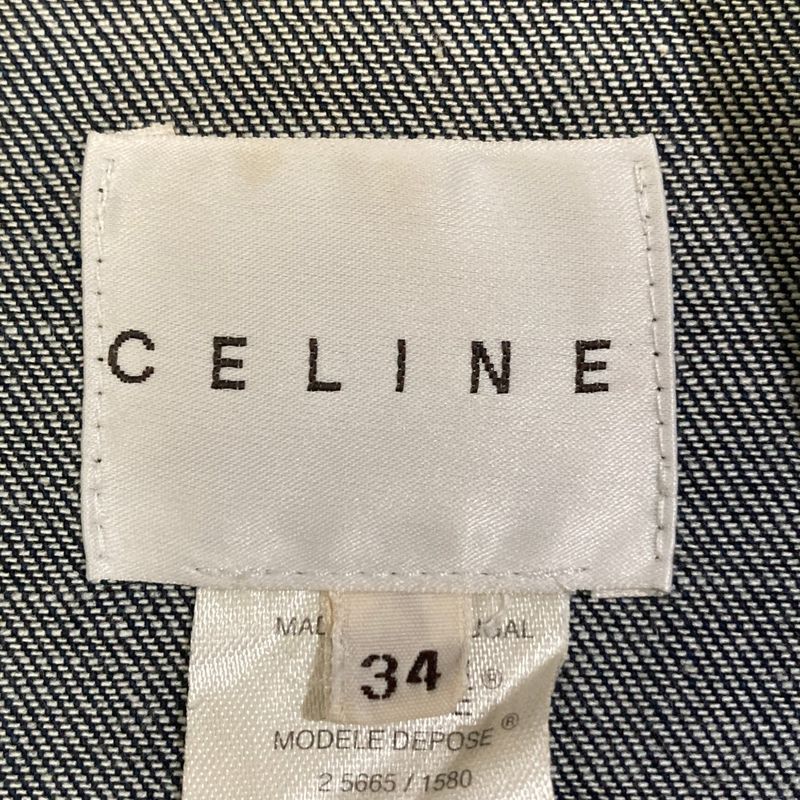 Celine Back Logo Embroidery Denim Jacket Trucker Indigo