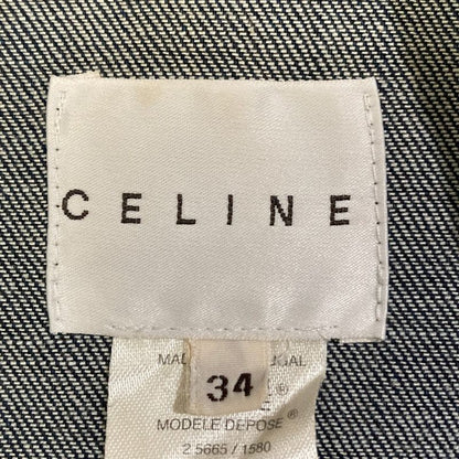 Celine Back Logo Embroidery Denim Jacket Trucker Indigo