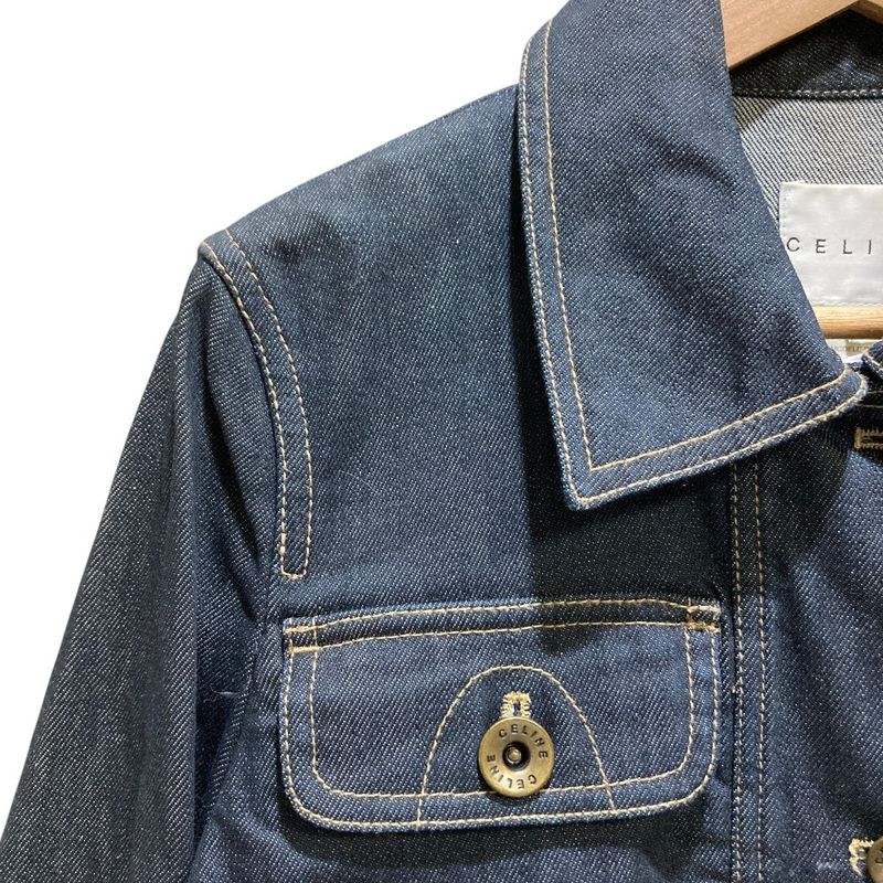 Celine Back Logo Embroidery Denim Jacket Trucker Indigo