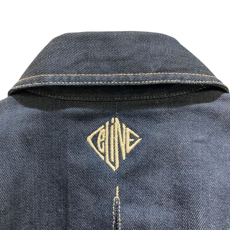Celine Back Logo Embroidery Denim Jacket Trucker Indigo