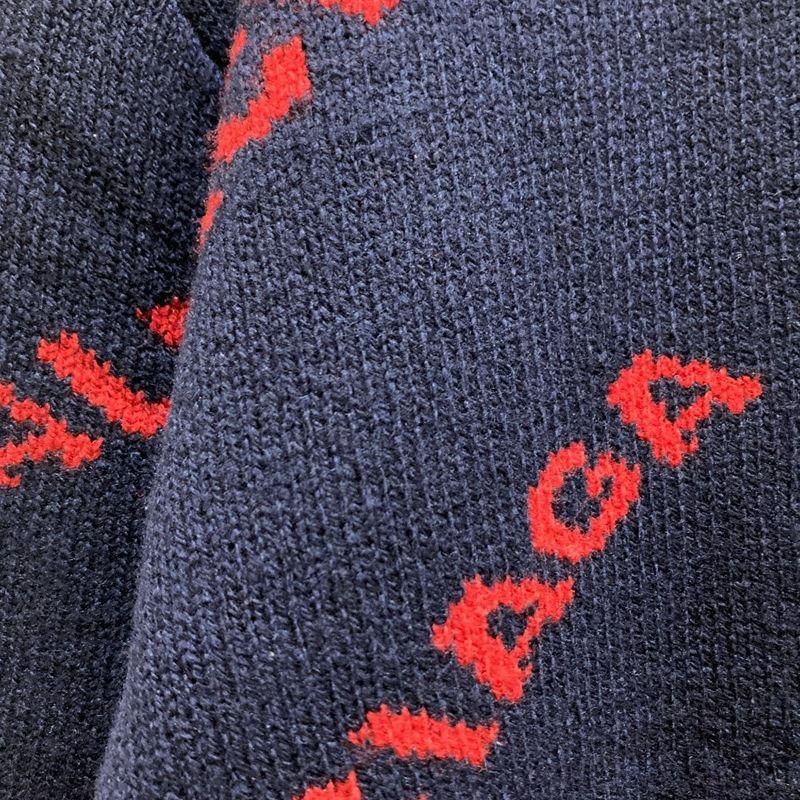 Balenciaga Logo Jacquard Knit Sweater S Navy