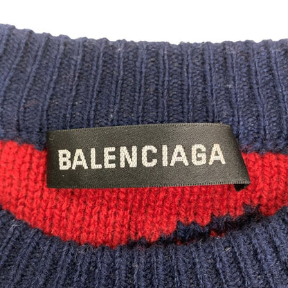 Balenciaga Logo Jacquard Knit Sweater S Navy