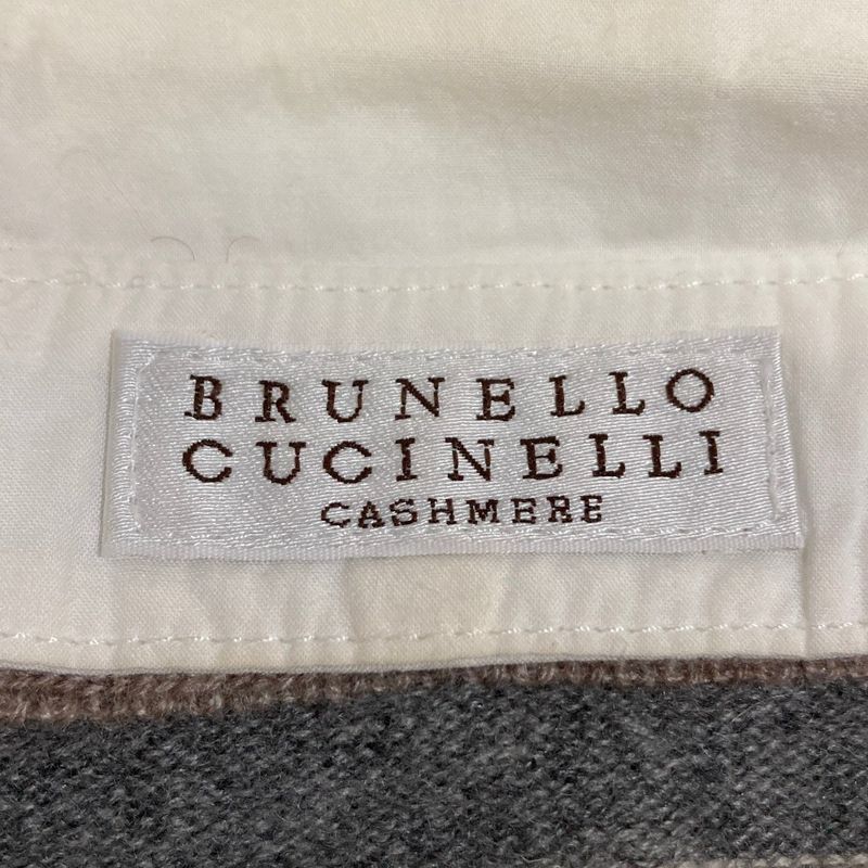 Brunello Cucinelli Border Cashmere Knit Blouse Shirt M Gray