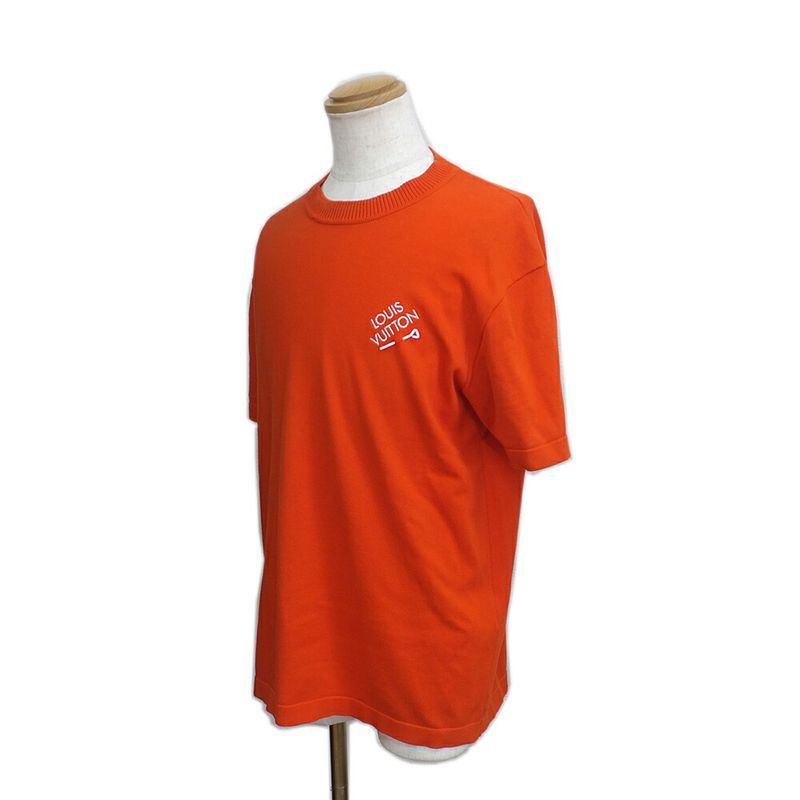 Louis Vuitton Knit Crew Neck Signature Cotton M Short Sleeve Red