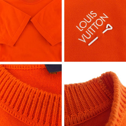 Louis Vuitton Knit Crew Neck Signature Cotton M Short Sleeve Red