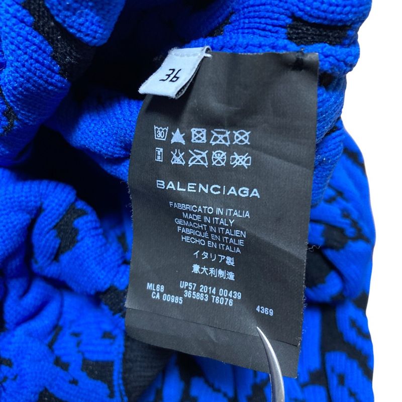 Balenciaga Alexander Wang Era Jacquard Short Sweater 36 Black Blue