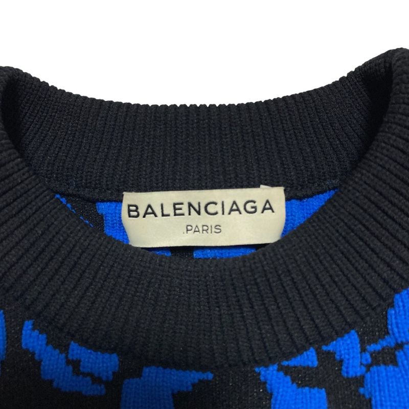 Balenciaga Alexander Wang Era Jacquard Short Sweater 36 Black Blue