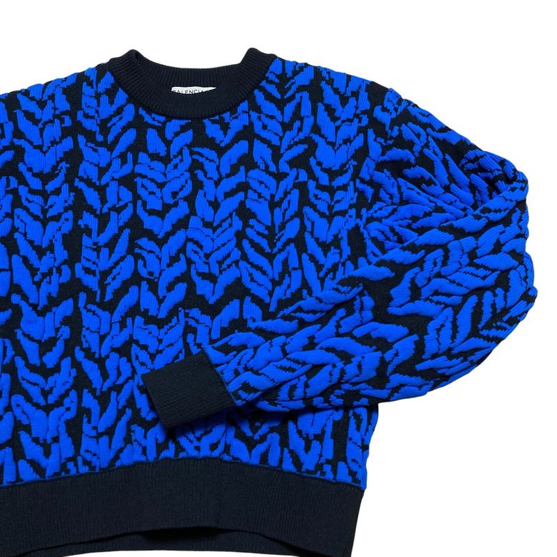 Balenciaga Alexander Wang Era Jacquard Short Sweater 36 Black Blue