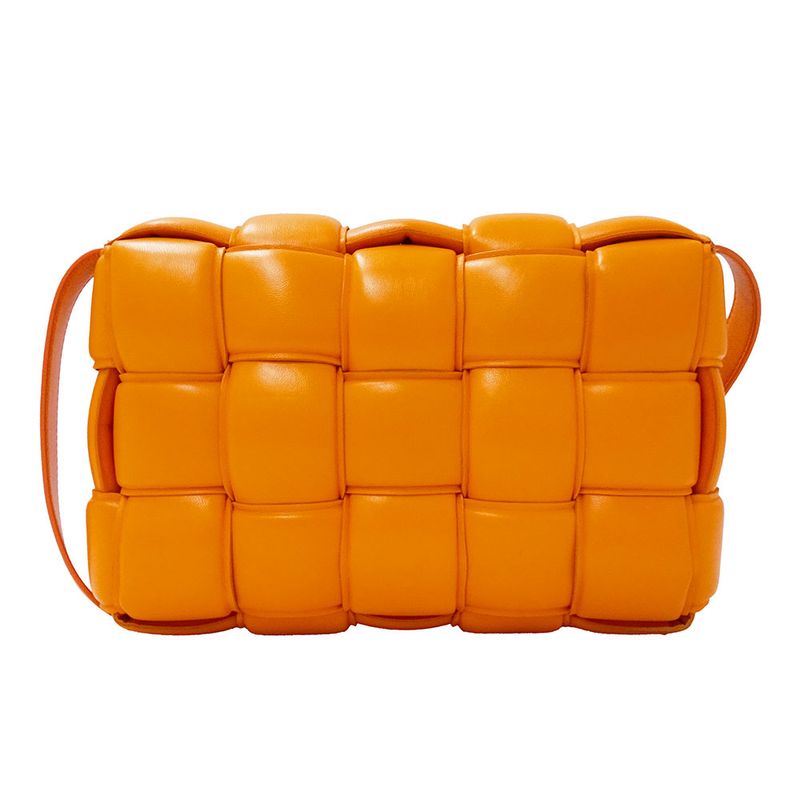 Bottega Veneta Cassette Shoulder Bag Leather Orange Crossbody Braided