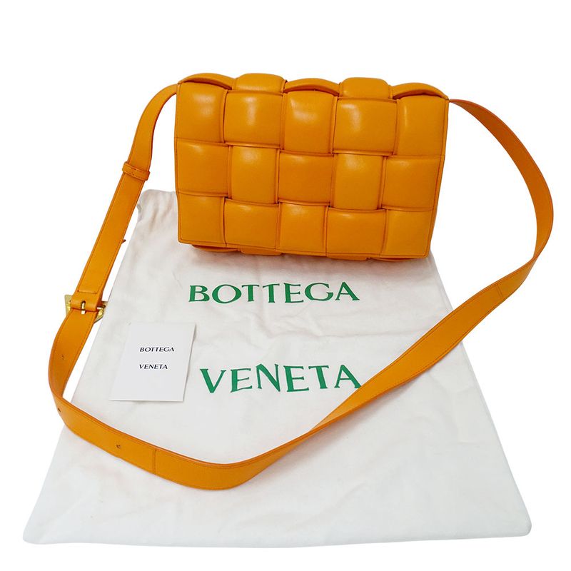 Bottega Veneta Cassette Shoulder Bag Leather Orange Crossbody Braided