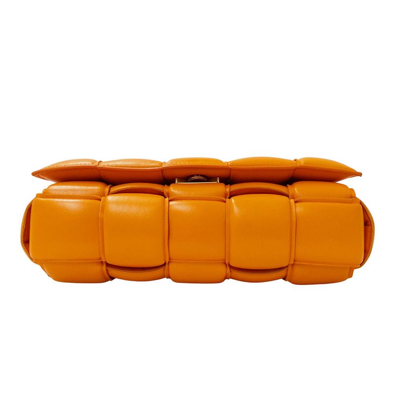 Bottega Veneta Cassette Shoulder Bag Leather Orange Crossbody Braided