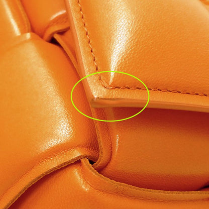 Bottega Veneta Cassette Shoulder Bag Leather Orange Crossbody Braided