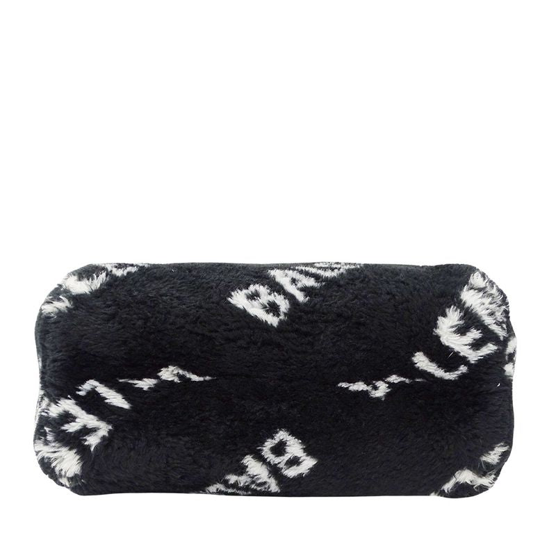 Balenciaga Shoulder Bag Everyday 2-Way Faux Fur Black Logo