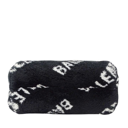Balenciaga Shoulder Bag Everyday 2-Way Faux Fur Black Logo