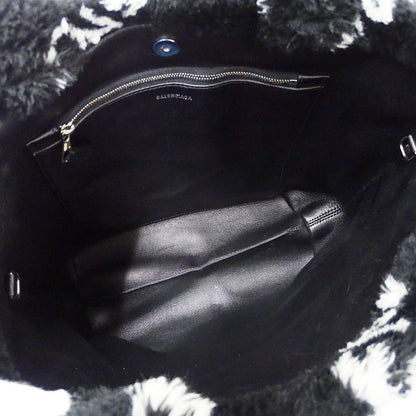 Balenciaga Shoulder Bag Everyday 2-Way Faux Fur Black Logo