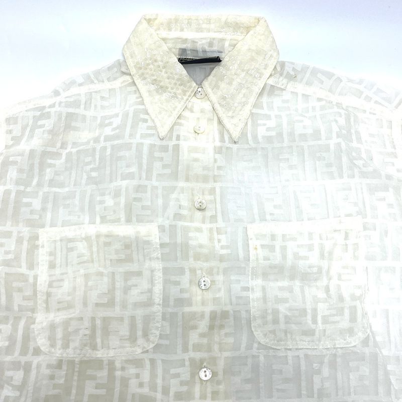 Fendi Blouse Zucca Pattern All Over Sheath Viscose White