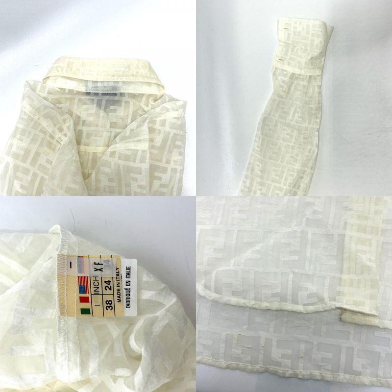 Fendi Blouse Zucca Pattern All Over Sheath Viscose White