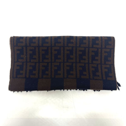 Fendi Scarf Zucca Pattern Pecan Wool Navy
