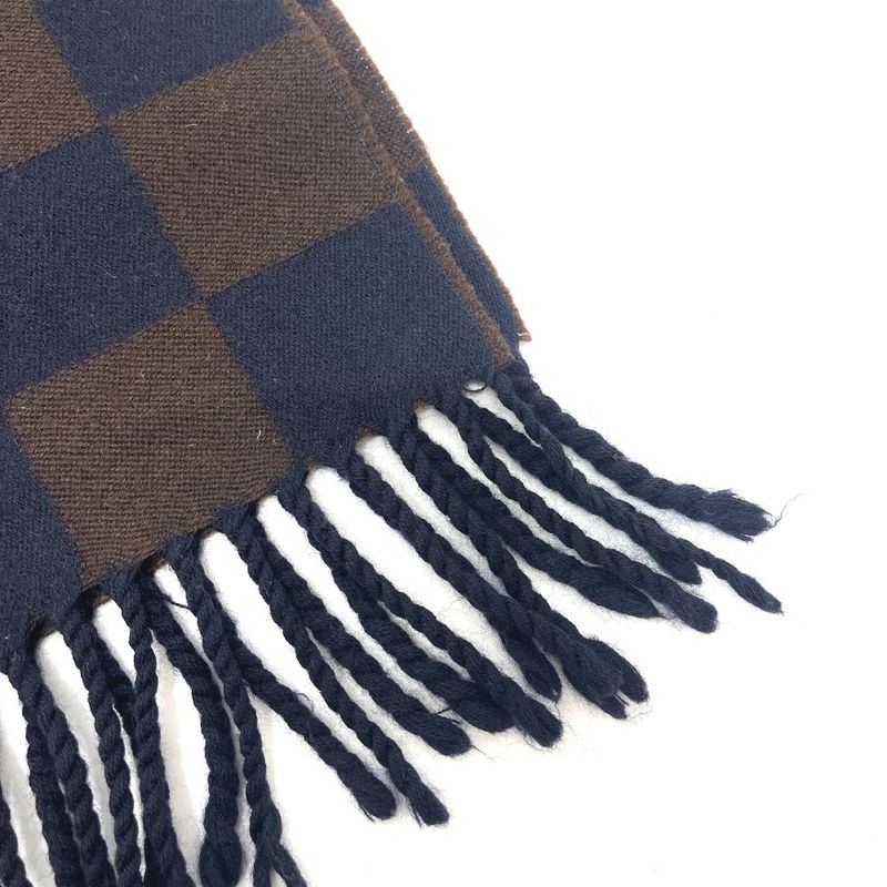 Fendi Scarf Zucca Pattern Pecan Wool Navy