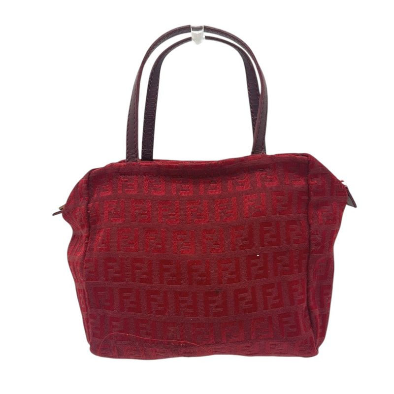 Fendi Handbag Zucca Pattern Canvas Red
