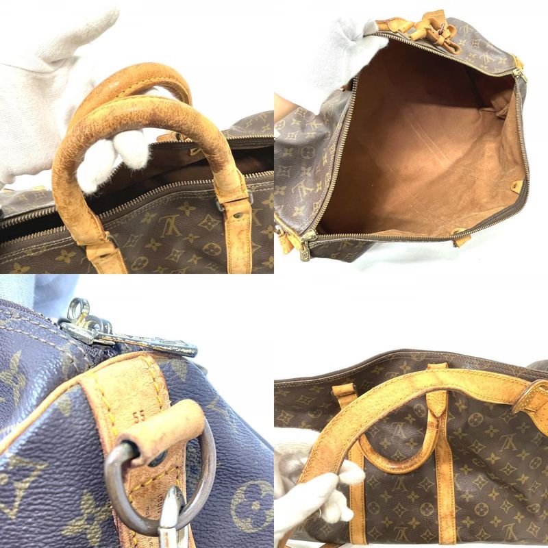 Louis Vuitton Boston Bag Keepall Bandouliere 55 Monogram Canvas Brown