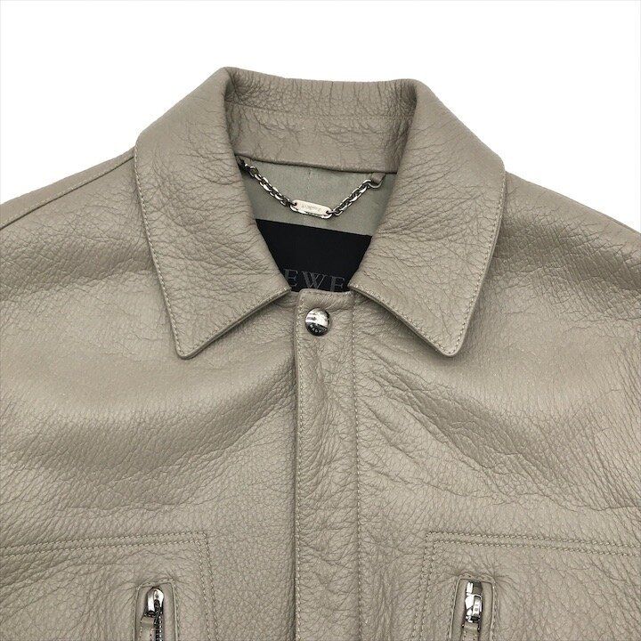 Loewe Deer Skin Riders Jacket Top Beige