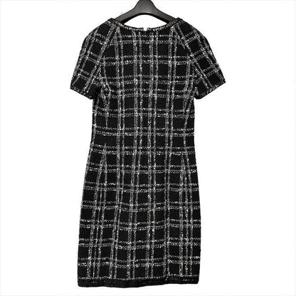Chanel CC Logo Button Tweed Dress Black 38