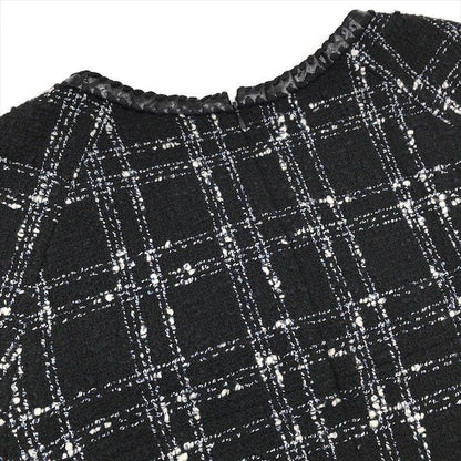 Chanel CC Logo Button Tweed Dress Black 38