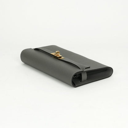 Hermes Kelly Wallet to Go Epsom Grismeyer Gray Gold