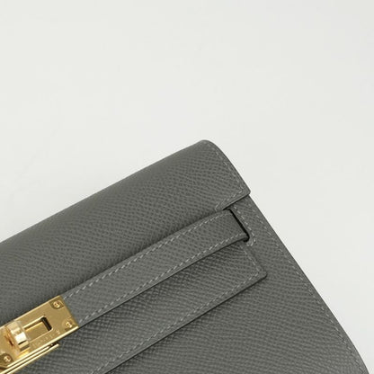 Hermes Kelly Wallet to Go Epsom Grismeyer Gray Gold