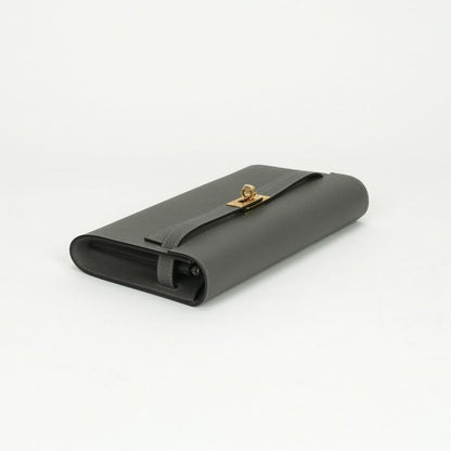 Hermes Kelly Wallet to Go Epsom Grismeyer Gray Gold