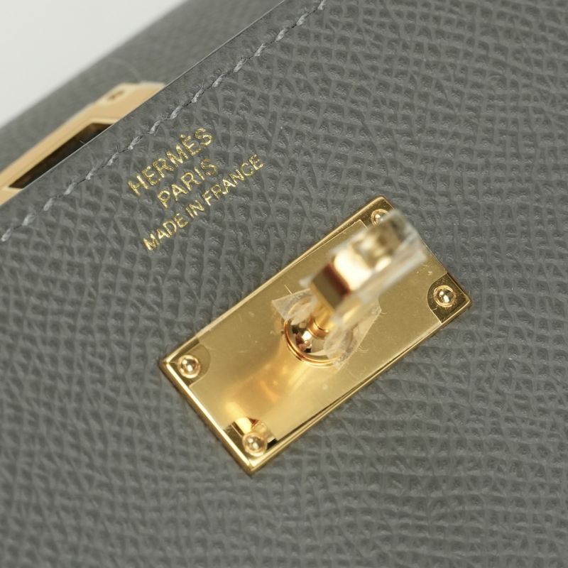Hermes Kelly Wallet to Go Epsom Grismeyer Gray Gold