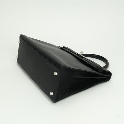Hermes Kelly 32 Tote Shoulder Bag Ardennes Noir Black Silver Sellier 2-Way