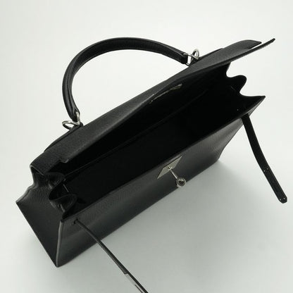 Hermes Kelly 32 Tote Shoulder Bag Ardennes Noir Black Silver Sellier 2-Way