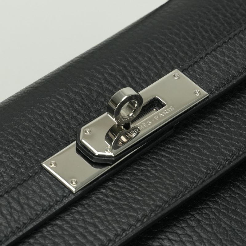 Hermes Kelly 32 Tote Shoulder Bag Ardennes Noir Black Silver Sellier 2-Way