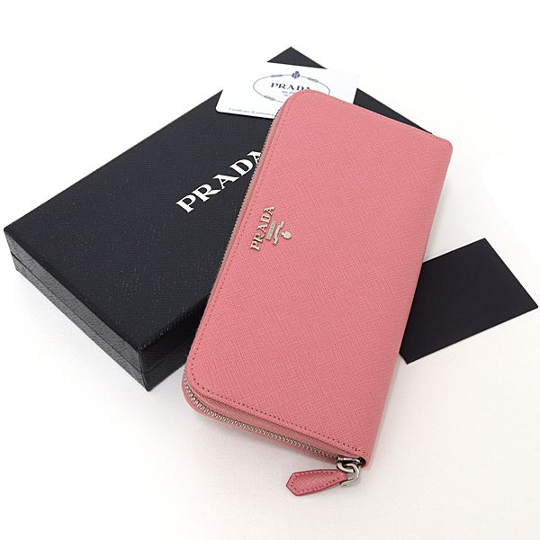 Prada Saffiano Zip Around Wallet Petalo 1 Pink