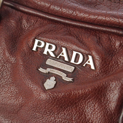 Prada Washed Leather Mini Boston Bag Brown