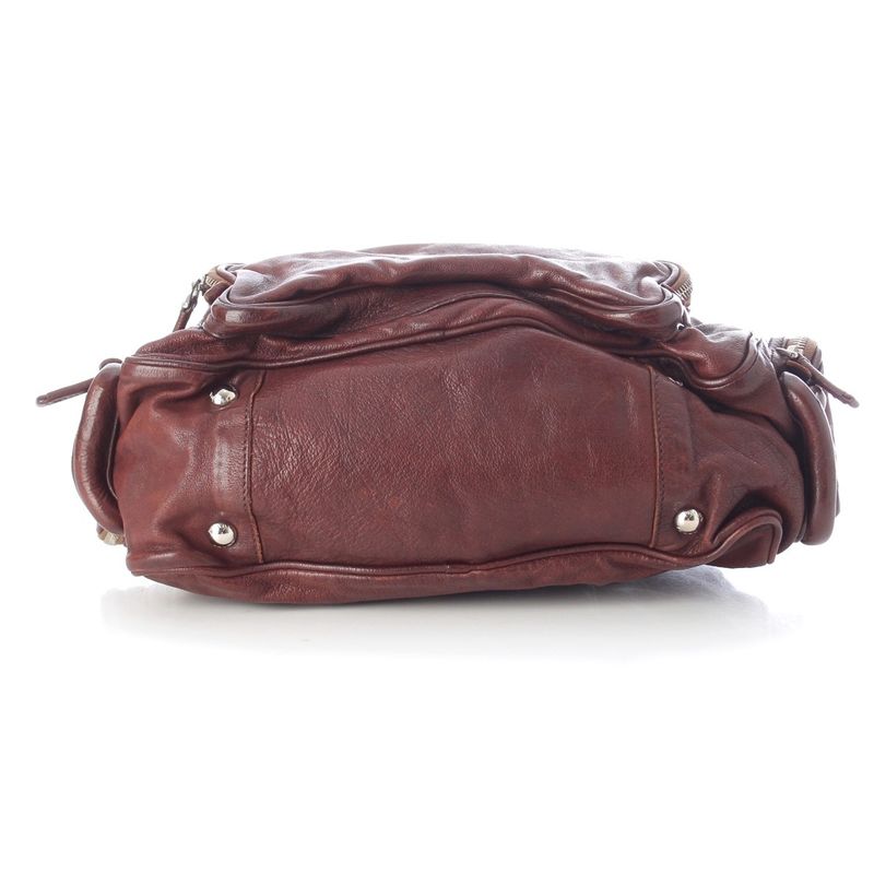 Prada Washed Leather Mini Boston Bag Brown