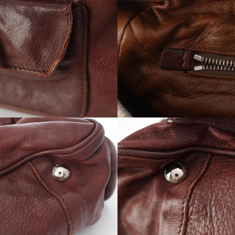 Prada Washed Leather Mini Boston Bag Brown